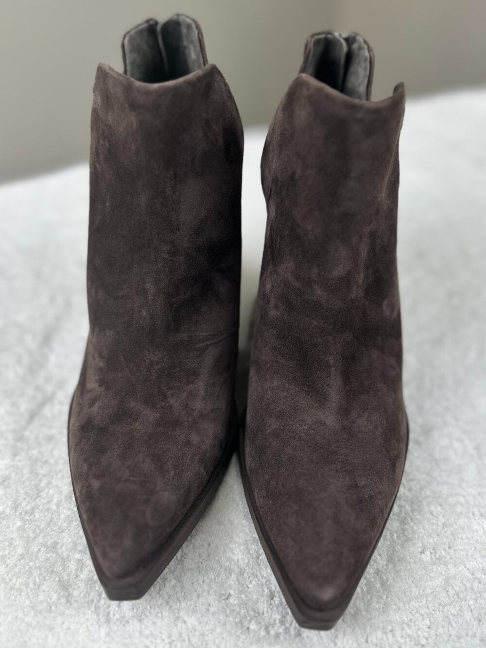 Vince Camuto Gigietta Brown Leather Suede Pointed Toe Ankle Boots Women 9.5